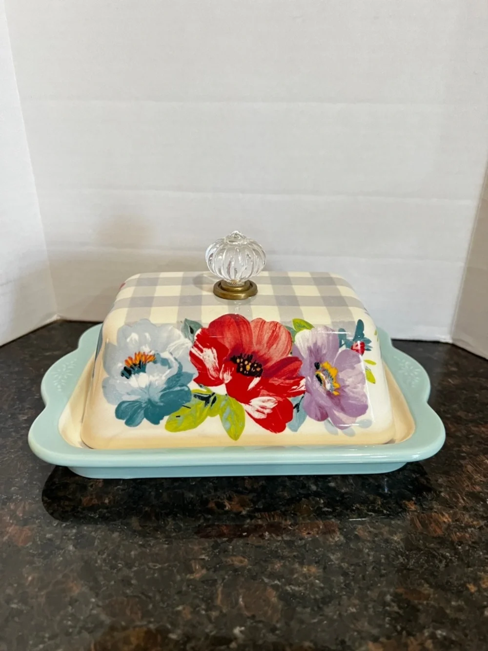 The Pioneer Women Sweet Romance Ceramic Double Stick Butter Dish Floral Ceramic